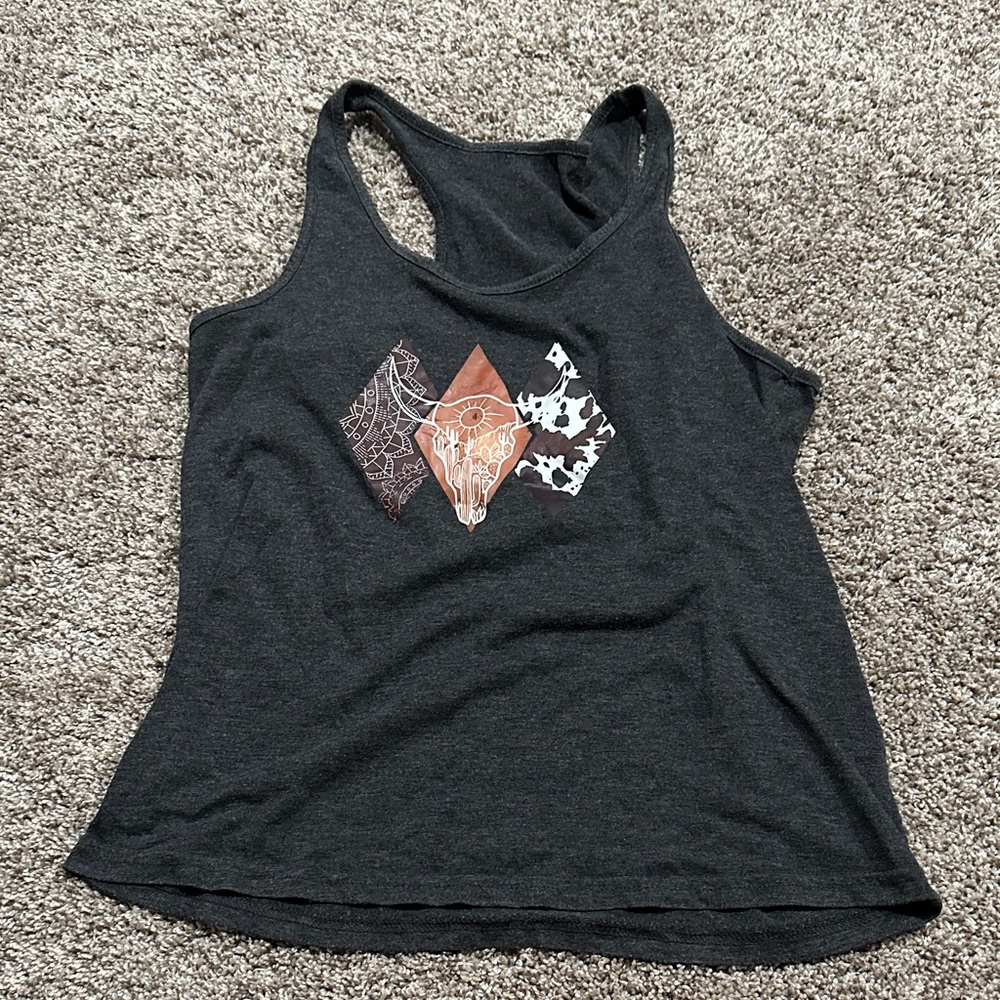 SHEIN Charcoal Tank Top with Geometric Graphic